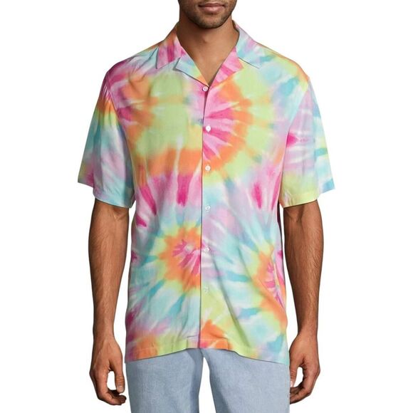 No Boundaries Men's Large Multicolor Tie Dye Shirt Short Sleeve Size 42 - 44 - Picture 1 of 13